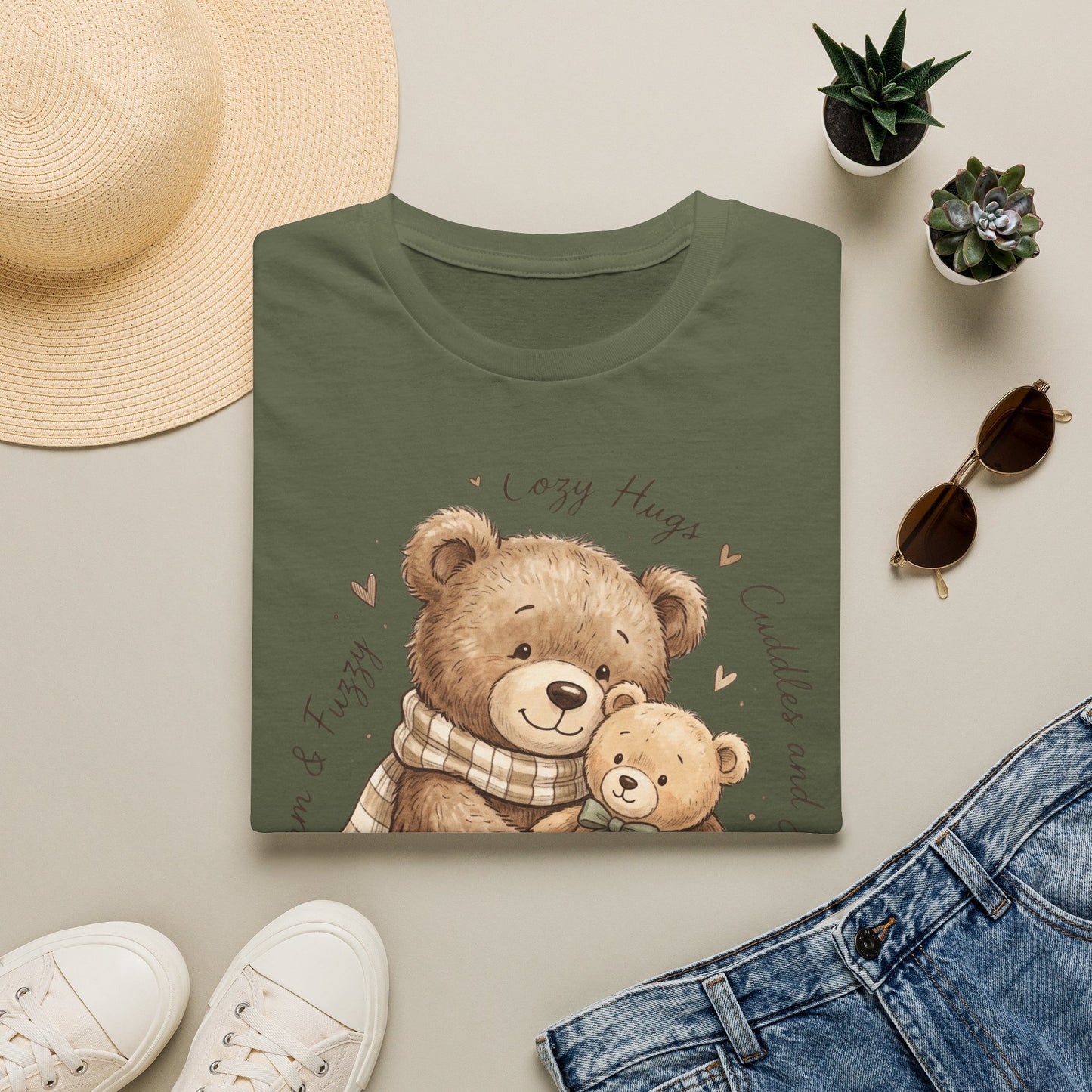 Cozy Hugs Teddy Bears T-Shirt — Cute Mom & Baby Bear Illustration