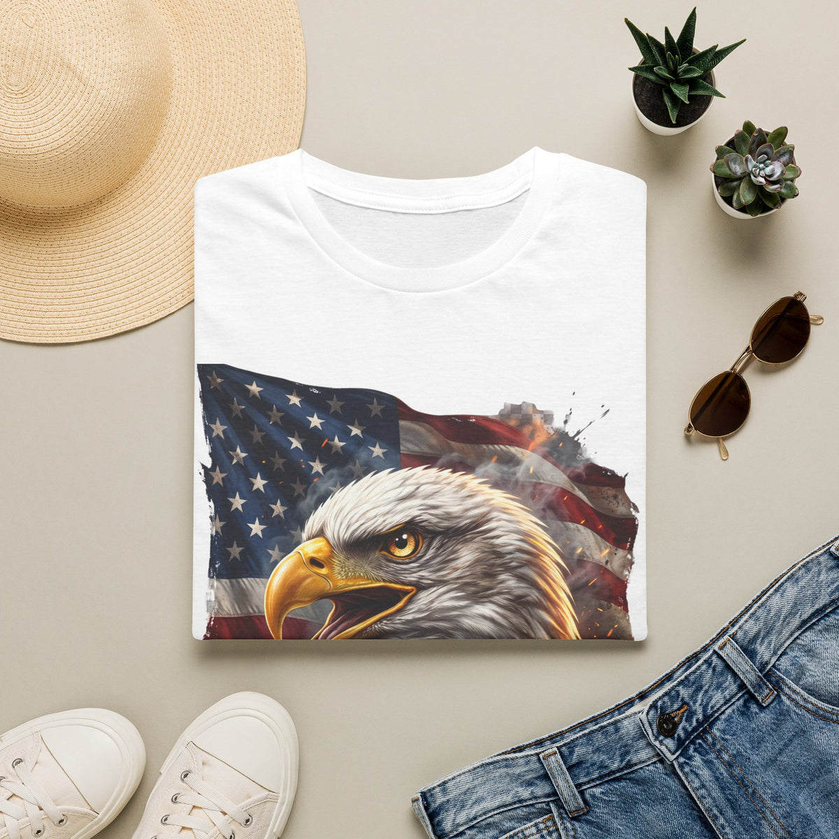 American Bald Eagle T-Shirt — Patriotic USA Flag Graphic Tee