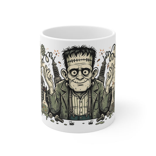 Frankenstein Monster Coffee Mug — Vintage Mad Scientist Halloween 11oz