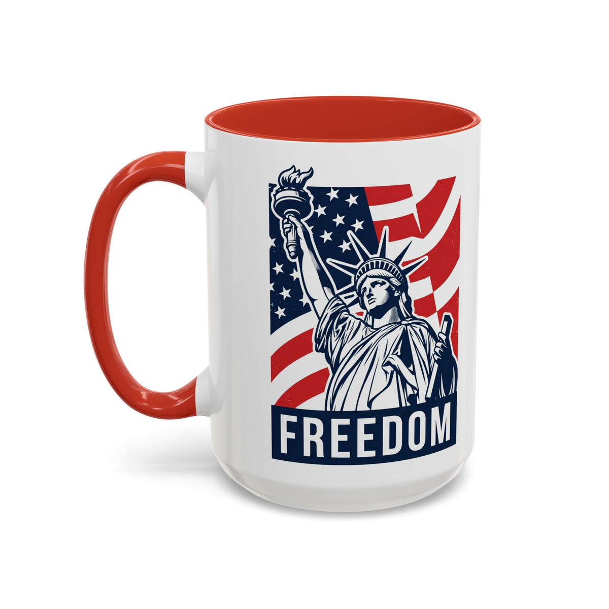 Freedom Statue Accent Coffee Mug — Patriotic Liberty 11/15oz