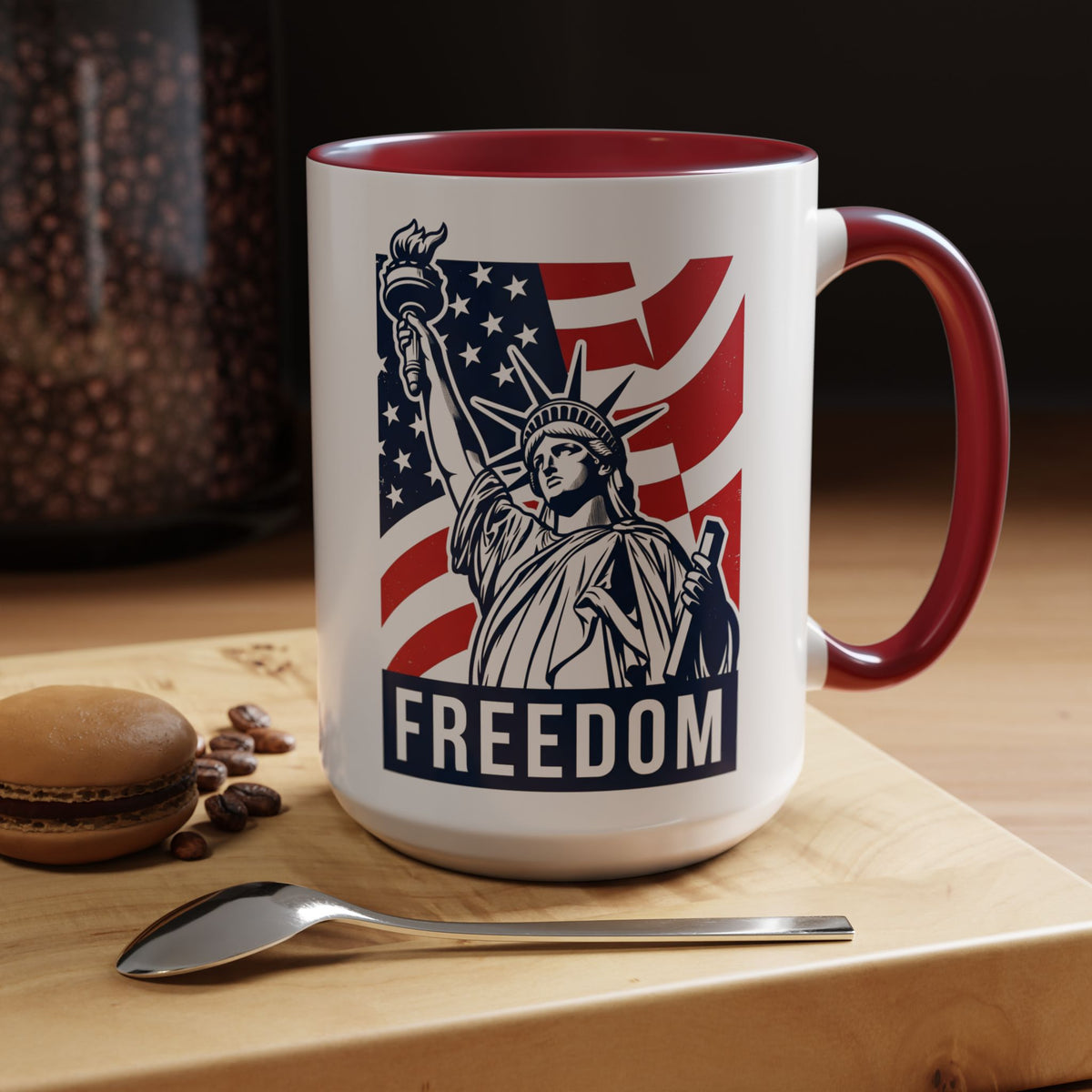 Freedom Statue Accent Coffee Mug — Patriotic Liberty 11/15oz
