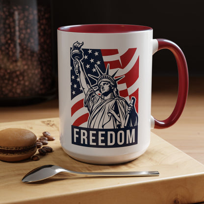 Freedom Statue Accent Coffee Mug — Patriotic Liberty 11/15oz