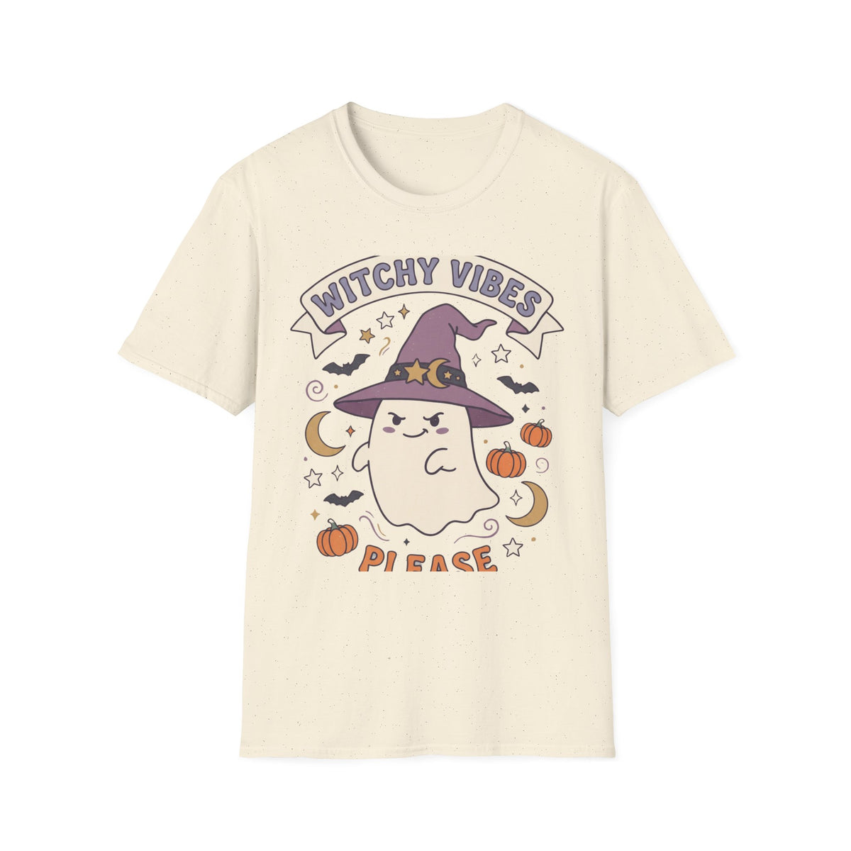 Witchy Vibes T‑Shirt — Cute Ghost Witch Halloween Tee