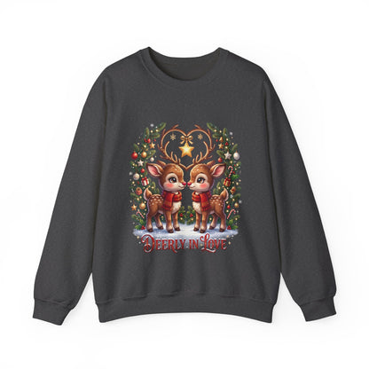 Reindeer In Love Sweatshirt – Cute Christmas Couple Deer Holiday Crewneck