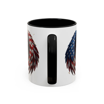 American Flag Eagle Coffee Mug – Patriotic Bald Eagle Accent Mug (11/15 oz)