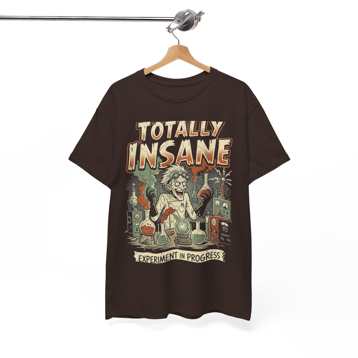Totally Insane Graphic Tee — Retro Mad Scientist Horror Shirt