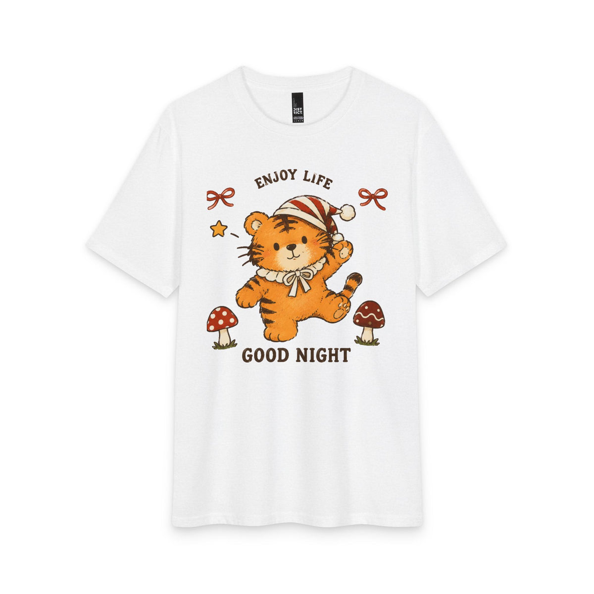 Cute Sleepy Tiger Tee – "Enjoy Life, Good Night" Graphic T-Shirt