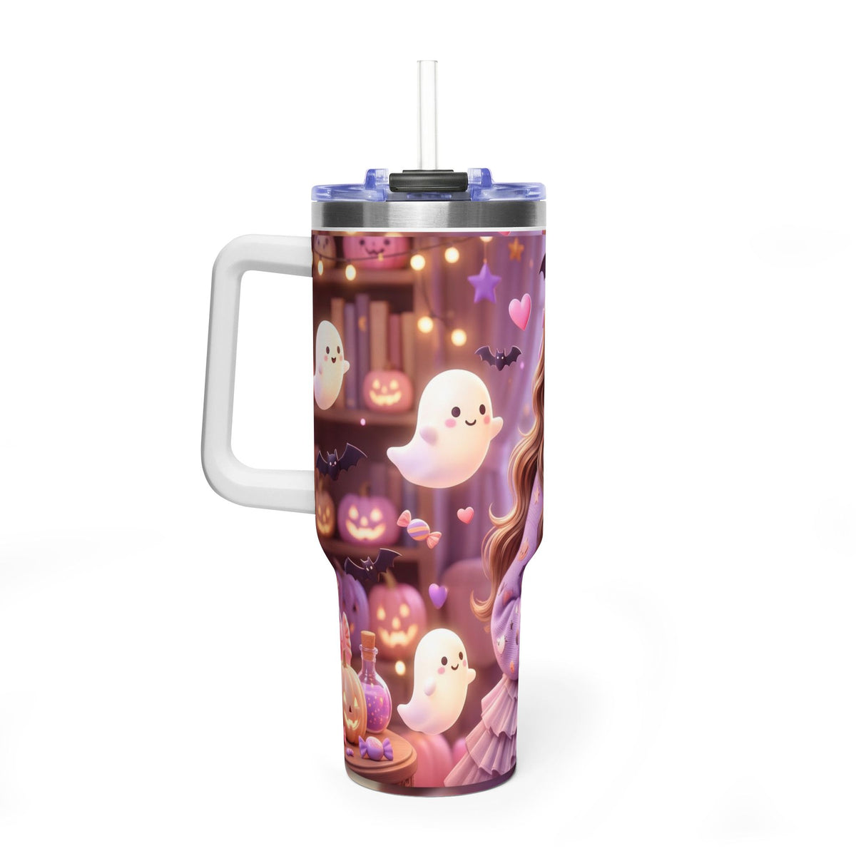 40oz Halloween Girl Ghosts Vacuum Thermal Tumbler