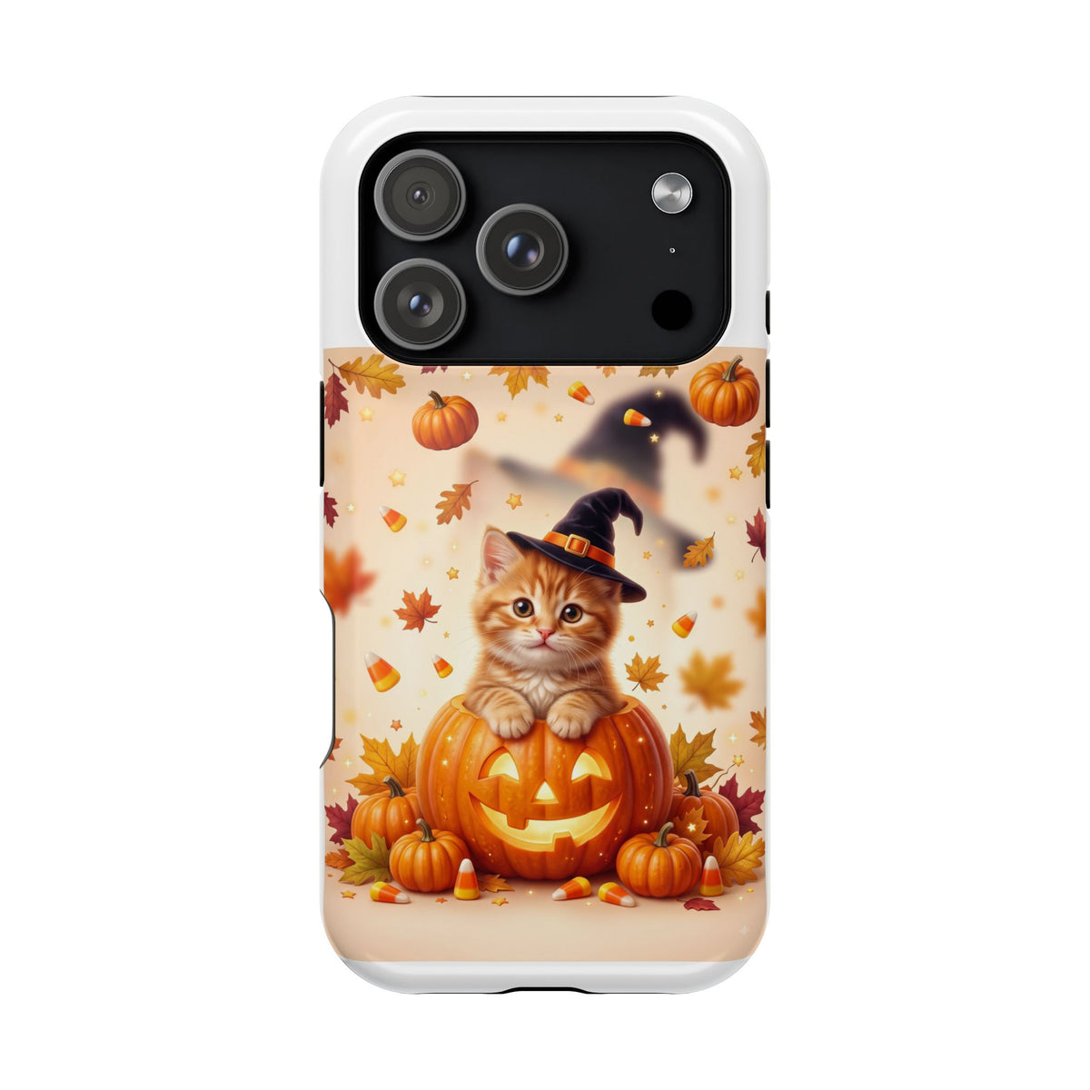 Halloween Kitty Pumpkin Phone Case — Magnetic Impact-Resistant