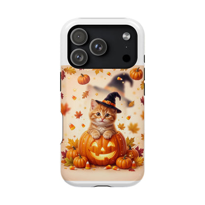 Halloween Kitty Pumpkin Phone Case — Magnetic Impact-Resistant