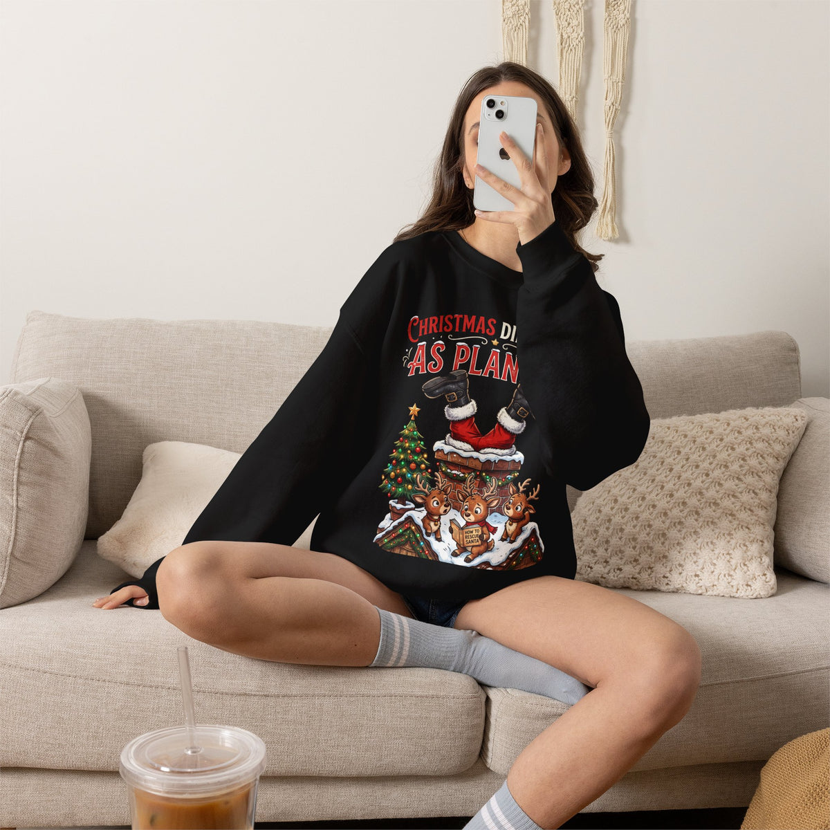 Christmas As Planned Sweatshirt — Funny Santa Tumble Holiday Crewneck