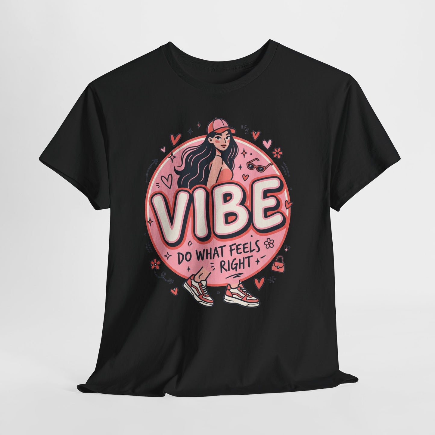 Vibe Girl Graphic Tee — “VIBE: Do What Feels Right” Cute Pink Streetwear T‑Shirt
