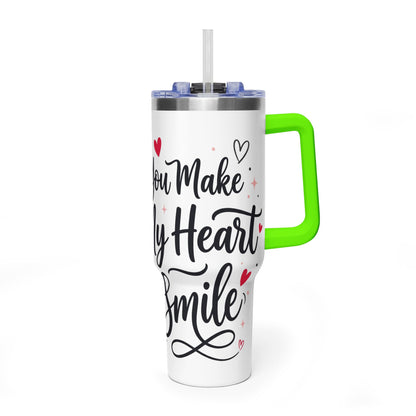 40oz Love-Themed Thermal Tumbler with Handle