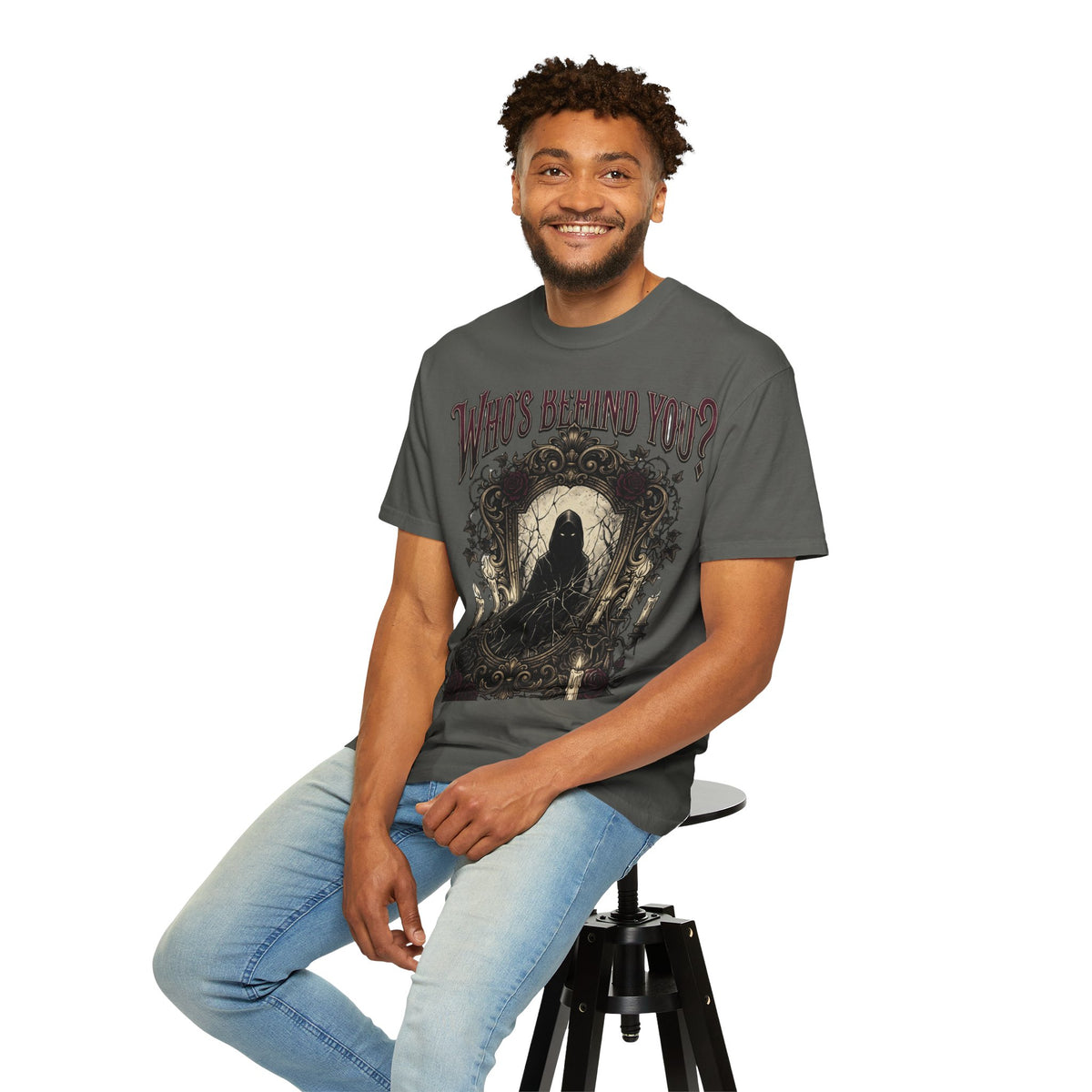 Who's Behind You? Gothic Grim Reaper T-Shirt
