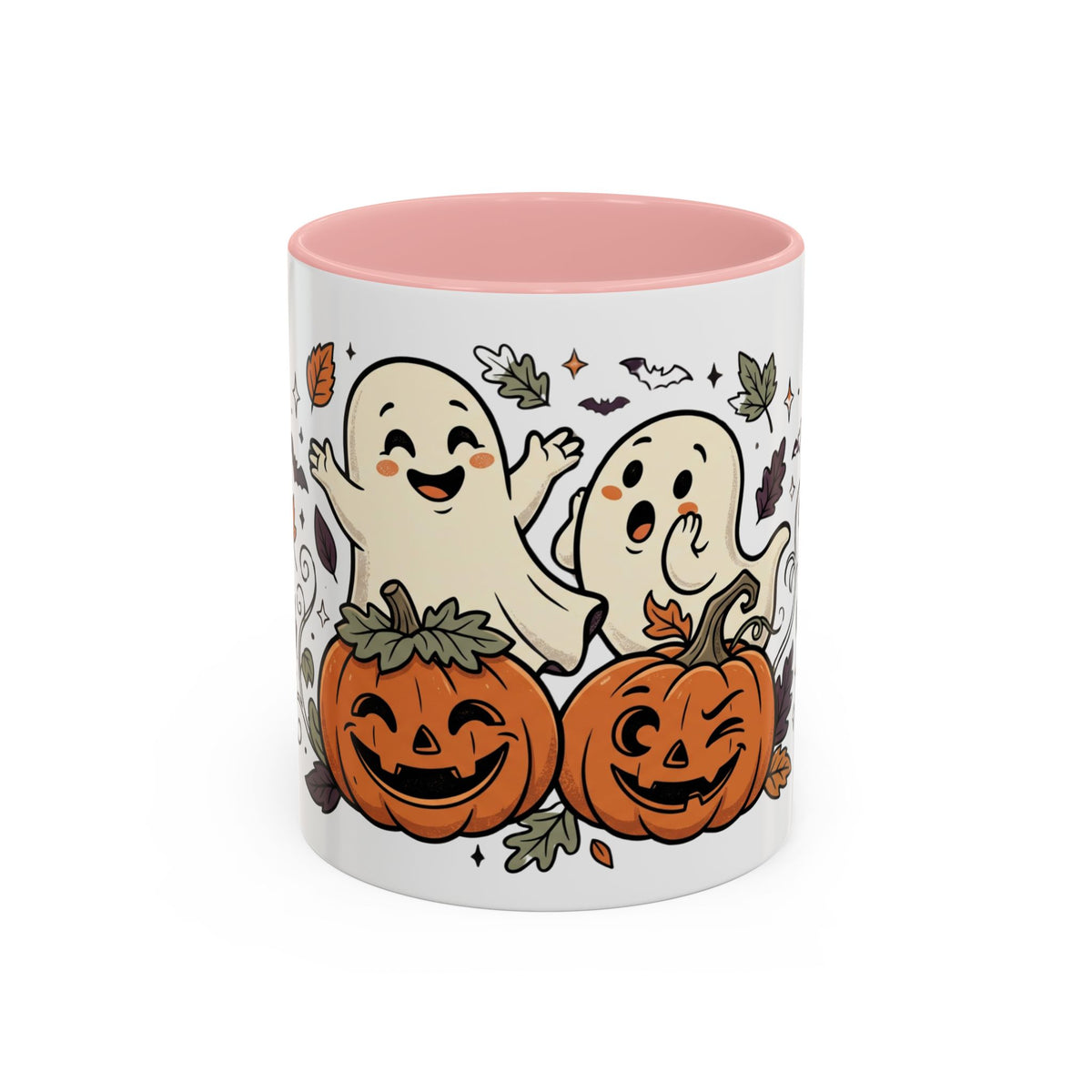 Halloween Ghosts & Pumpkins Coffee Mug — Cute Spooky Accent Mug (11/15oz)