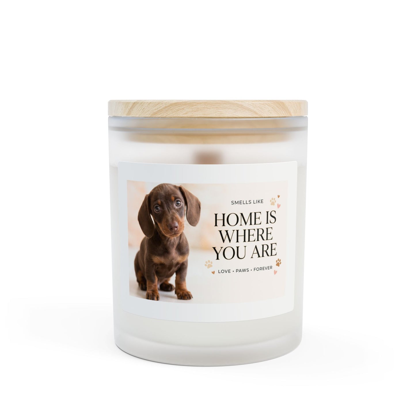 Scented Candle — "Home Is Where You Are" Frosted Glass 11oz (Puppy Love)