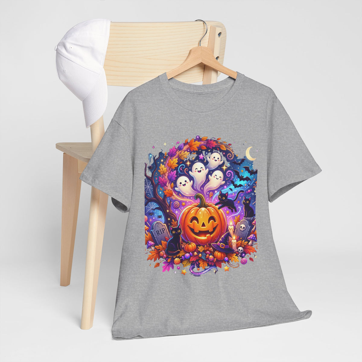 Halloween Pumpkin & Ghosts T-Shirt — Cute Spooky Jack-O'-Lantern Tee
