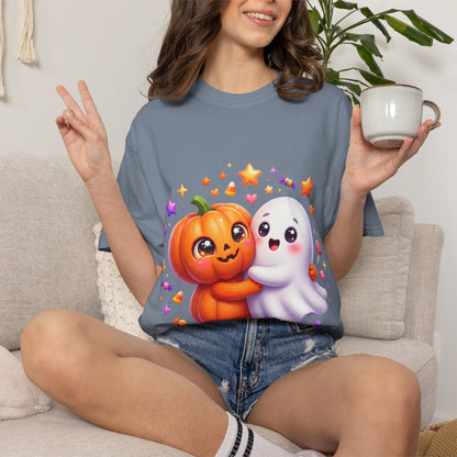 Halloween Pumpkin & Ghost T-Shirt — Cute Spooky Friends Graphic Tee