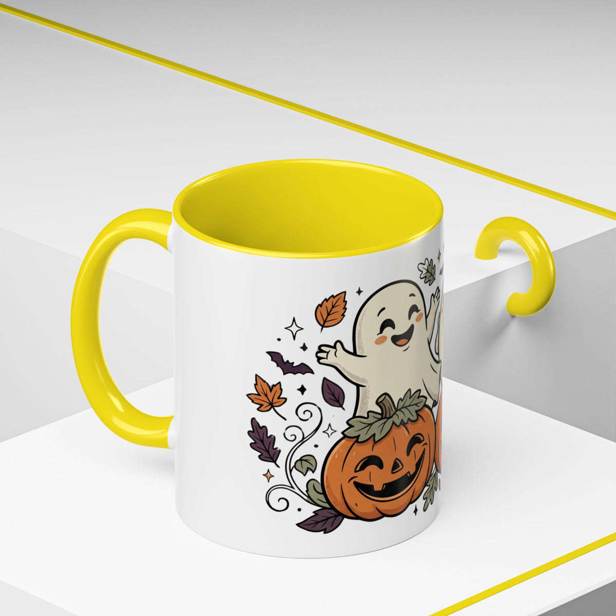Halloween Ghosts & Pumpkins Coffee Mug — Cute Spooky Accent Mug (11/15oz)