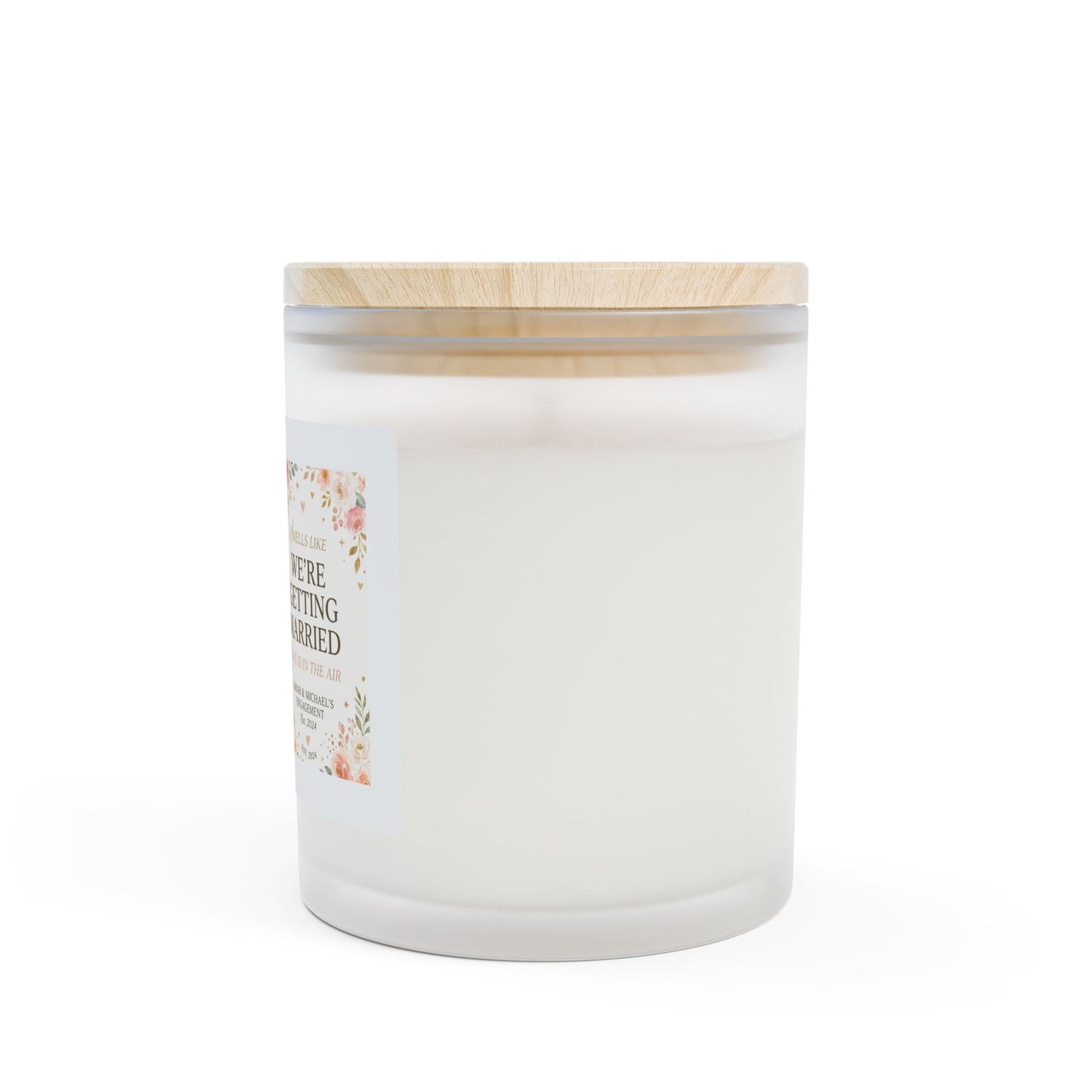 We're Getting Married Photo Frosted Glass Candle — Personalized Wedding Announcement Candle