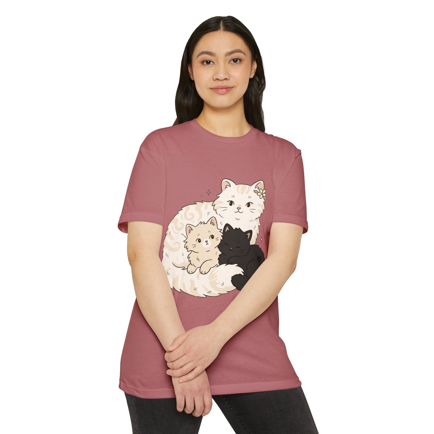 Cat Family Graphic Tee — Cute Mama Cat with Kittens T-Shirt