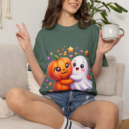 Halloween Pumpkin & Ghost T-Shirt — Cute Spooky Friends Graphic Tee