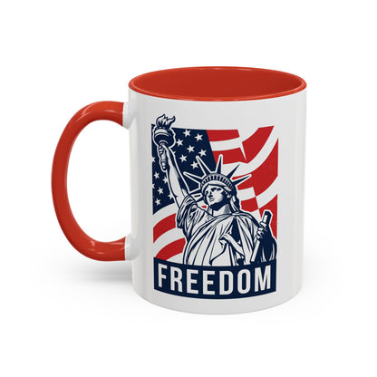 Freedom Statue Accent Coffee Mug — Patriotic Liberty 11/15oz