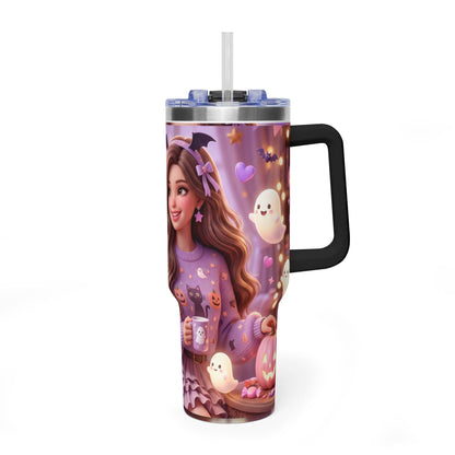 40oz Halloween Girl Ghosts Vacuum Thermal Tumbler