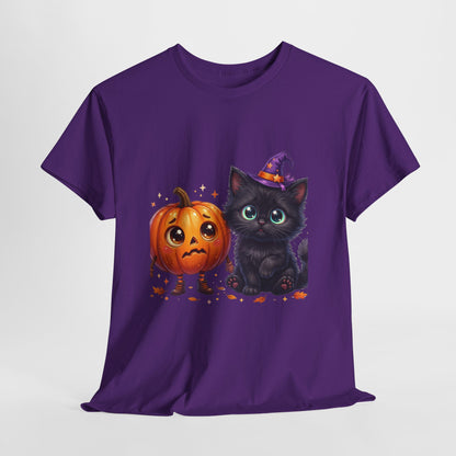 Halloween Black Kitten & Pumpkin T-Shirt