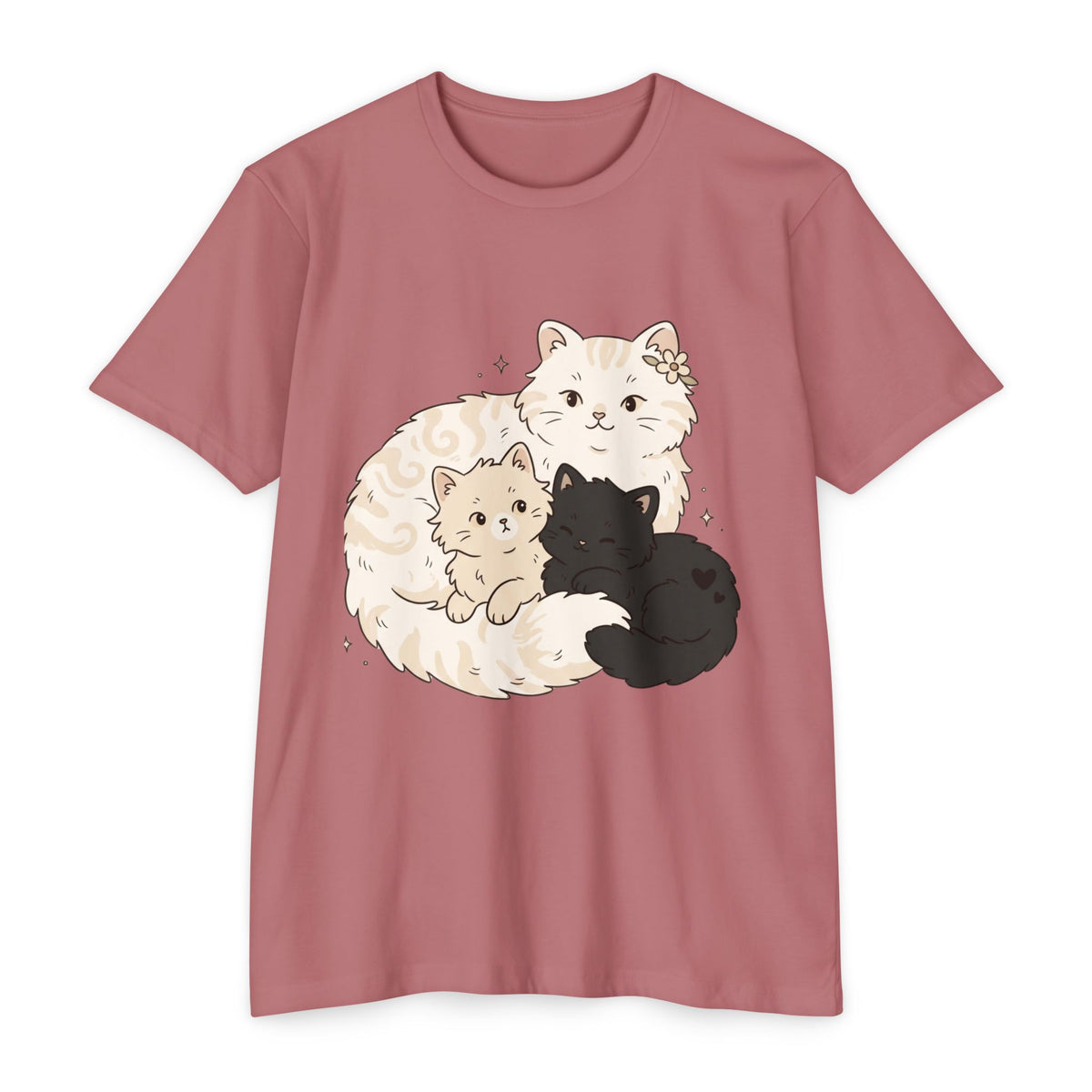 Cat Family Graphic Tee — Cute Mama Cat with Kittens T-Shirt