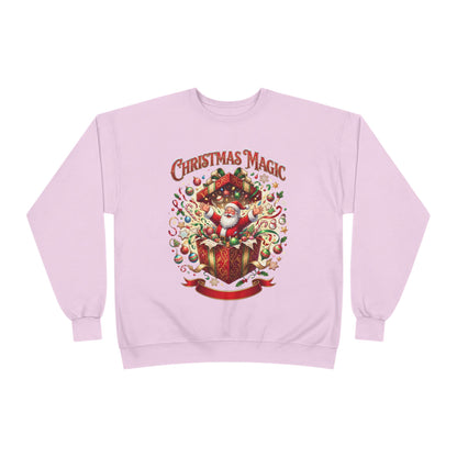 Christmas Magic Crewneck Sweatshirt — Santa Gift Box Holiday Pullover