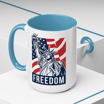 Freedom Statue Accent Coffee Mug — Patriotic Liberty 11/15oz