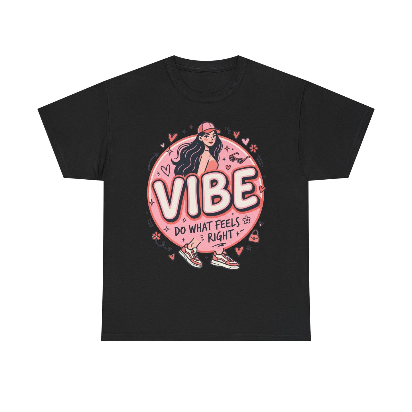 Vibe Girl Graphic Tee — “VIBE: Do What Feels Right” Cute Pink Streetwear T‑Shirt