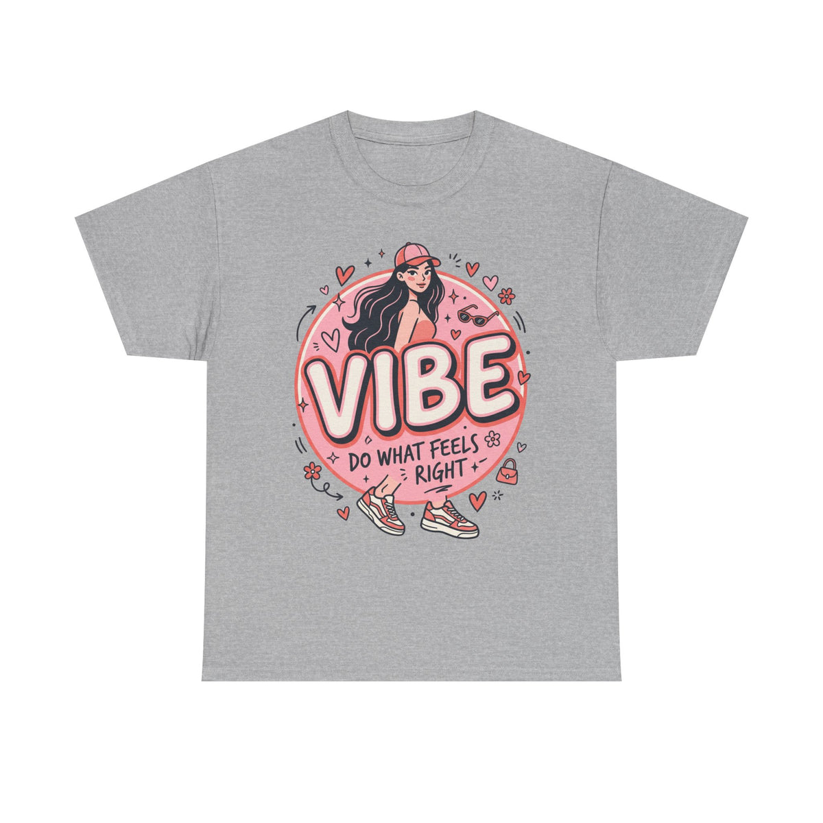 Vibe Girl Graphic Tee — “VIBE: Do What Feels Right” Cute Pink Streetwear T‑Shirt