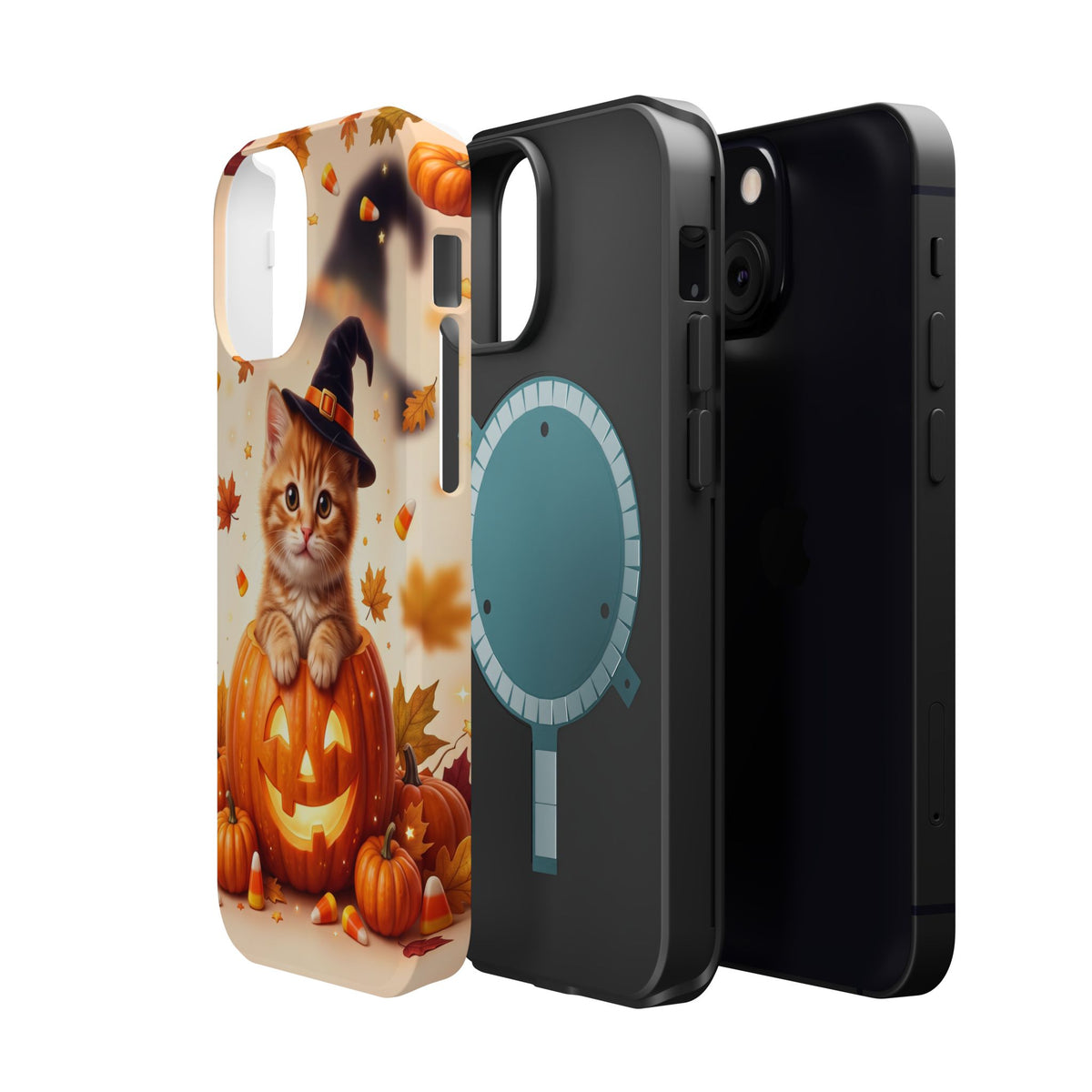 Halloween Kitten Pumpkin Phone Case — Magnetic Impact-Resistant