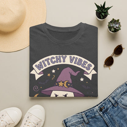 Witchy Vibes T‑Shirt — Cute Ghost Witch Halloween Tee