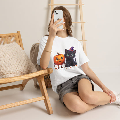 Halloween Black Kitten & Pumpkin T-Shirt