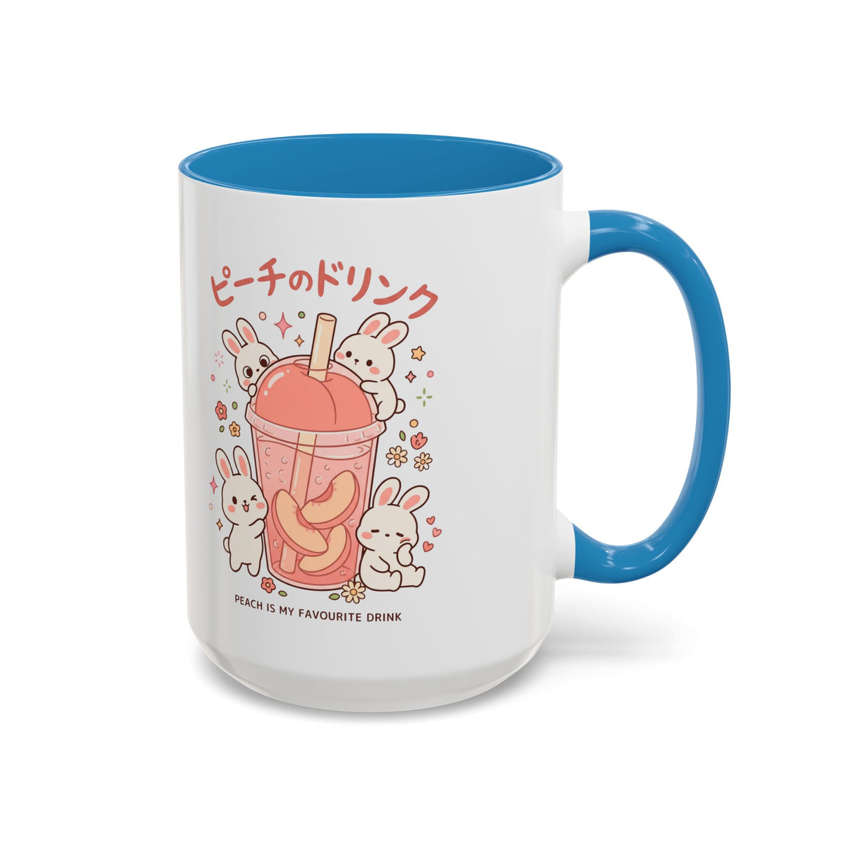 Peach Drink Bunny Mug — Cute Kawaii Coffee Tea Cup (11/15oz)