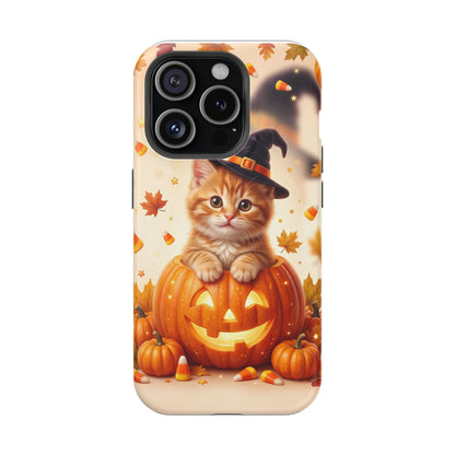 Halloween Kitten Pumpkin Phone Case — Magnetic Impact-Resistant