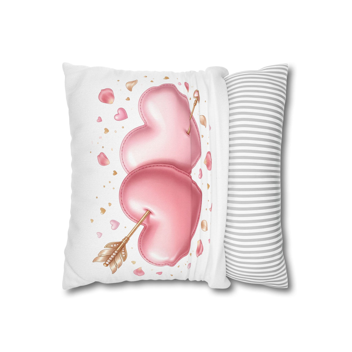 Valentine Pink Double Heart Arrow Decorative Pillowcase