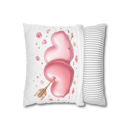 Valentine Pink Double Heart Arrow Decorative Pillowcase