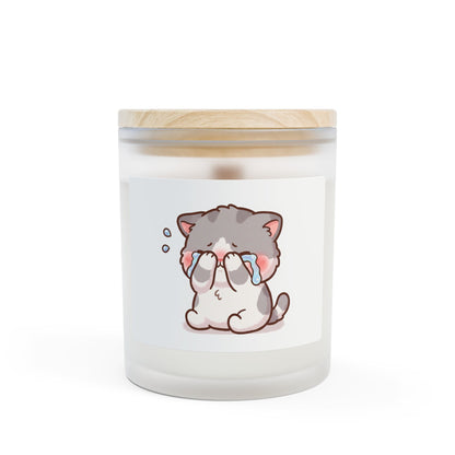Cute Crying Kitten Scented Candle — 11oz Frosted Glass