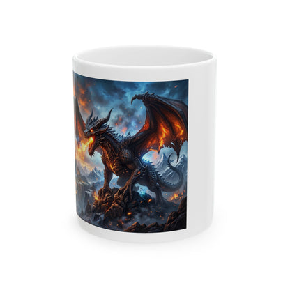 Fire Dragon Ceramic Mug — Fantasy Dragon Coffee Cup (11oz & 15oz)