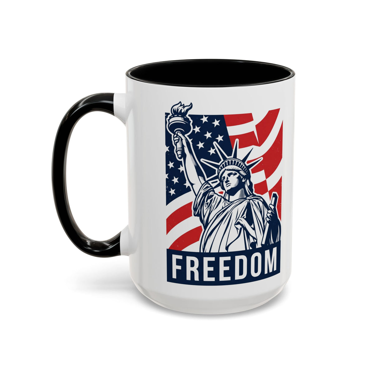 Freedom Statue Accent Coffee Mug — Patriotic Liberty 11/15oz