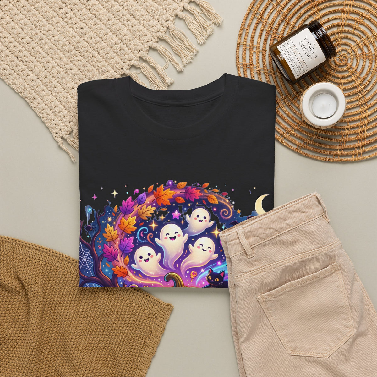 Halloween Pumpkin & Ghosts T-Shirt — Cute Spooky Jack-O'-Lantern Tee