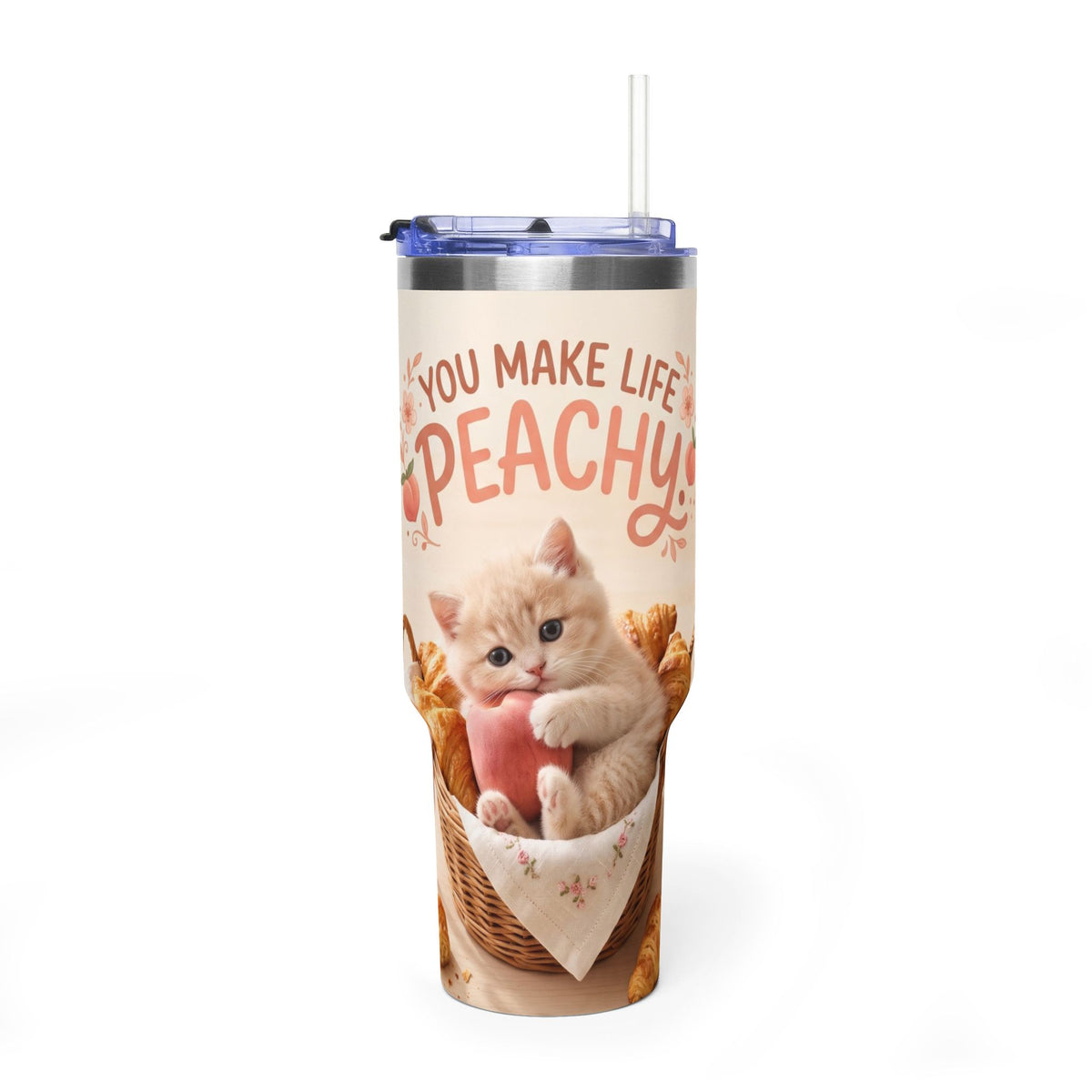 You Make Life Peachy Cat 40oz Travel Tumbler