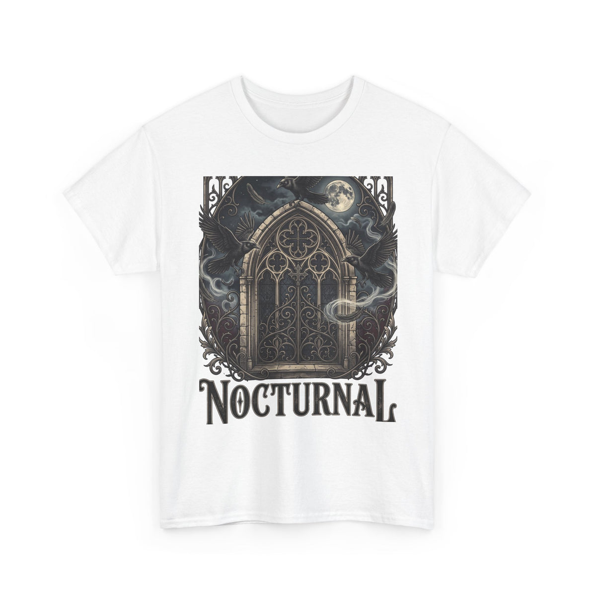 Nocturnal Gothic Tee — Moonlit Cathedral Night Owl Graphic T-Shirt
