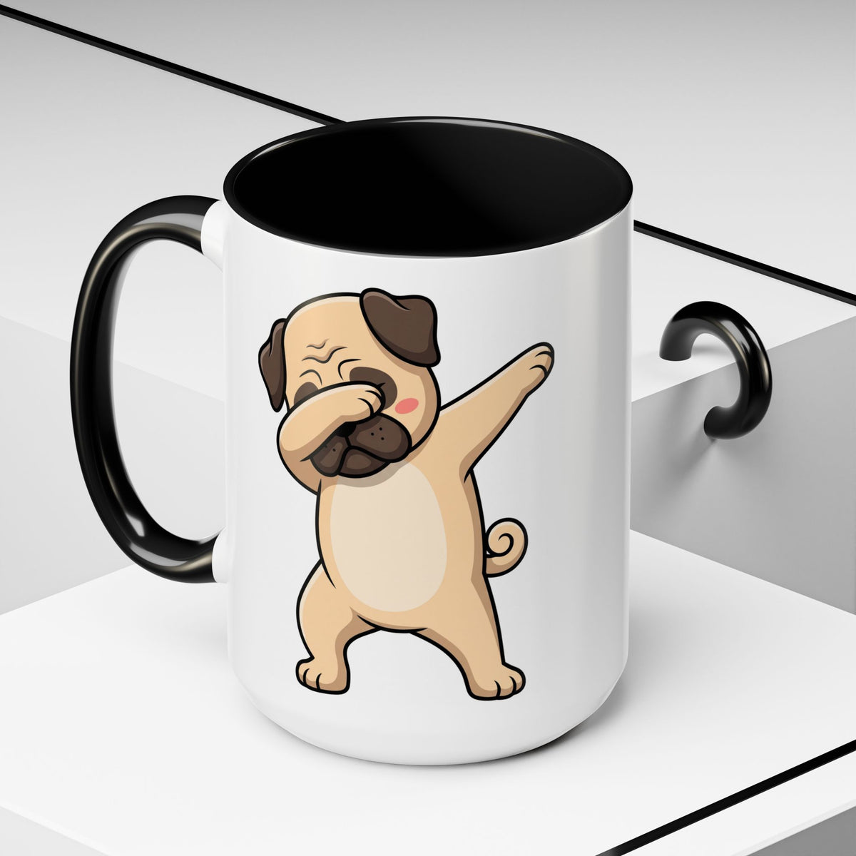 Dabbing Pug Coffee Mug — Cute Dog Accent Mug (11/15 oz)