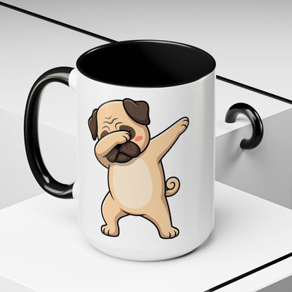 Dabbing Pug Coffee Mug — Cute Dog Accent Mug (11/15 oz)