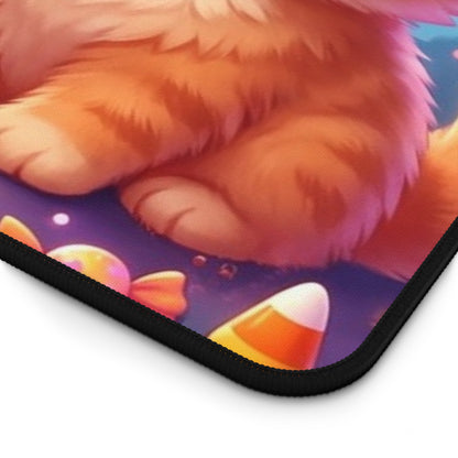 Halloween Kittens Desk Mat — Cute Witch Cat Pumpkins Gaming Mouse Pad